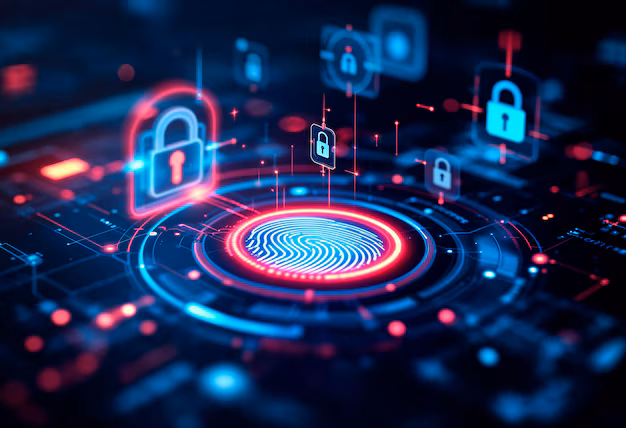 Cybersecurity concept collage design